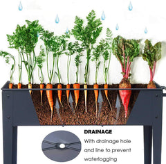 VEOAY planter in use on balcony with herbs and vegetables demonstrating ergonomic comfort