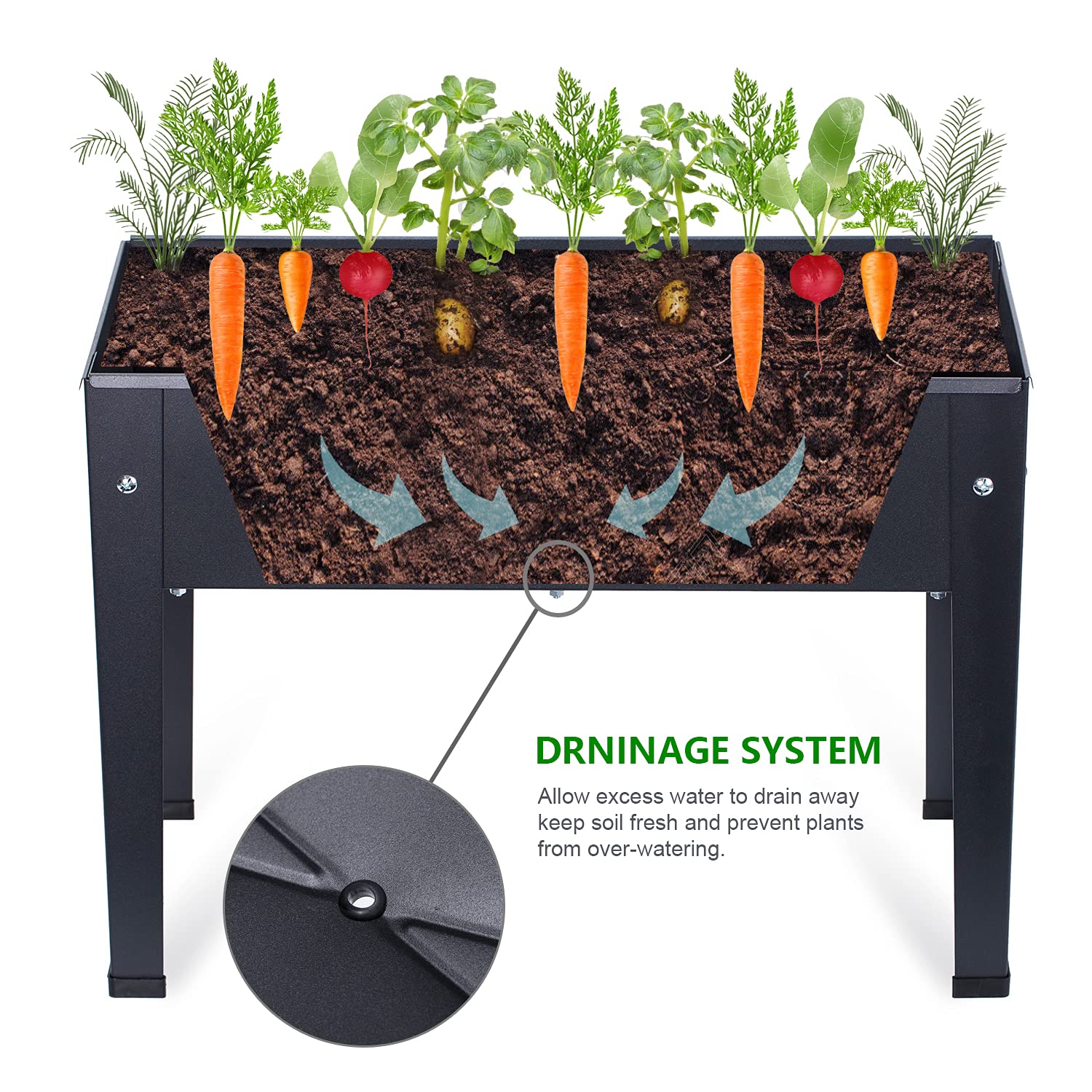 VEOAY scale shot with hands demonstrating planter size and easy-access height