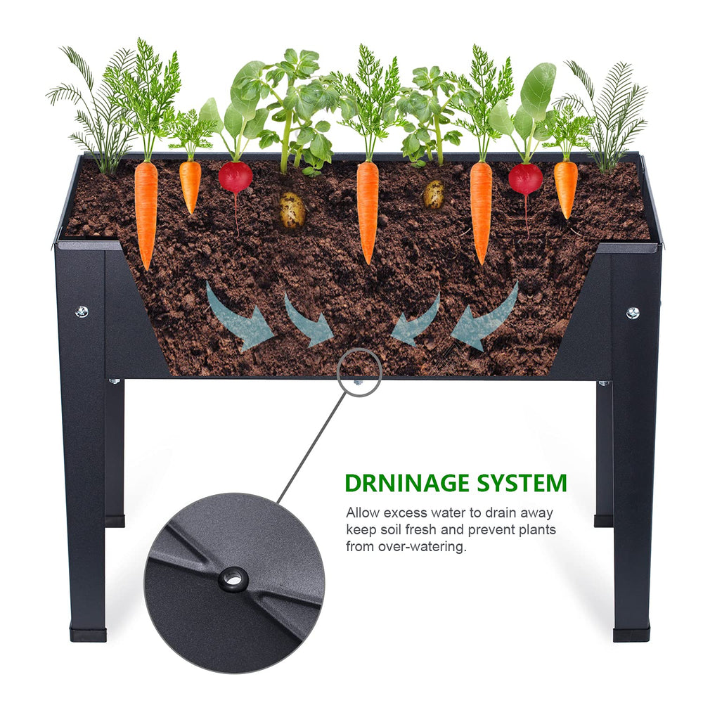 VEOAY scale shot with hands demonstrating planter size and easy-access height