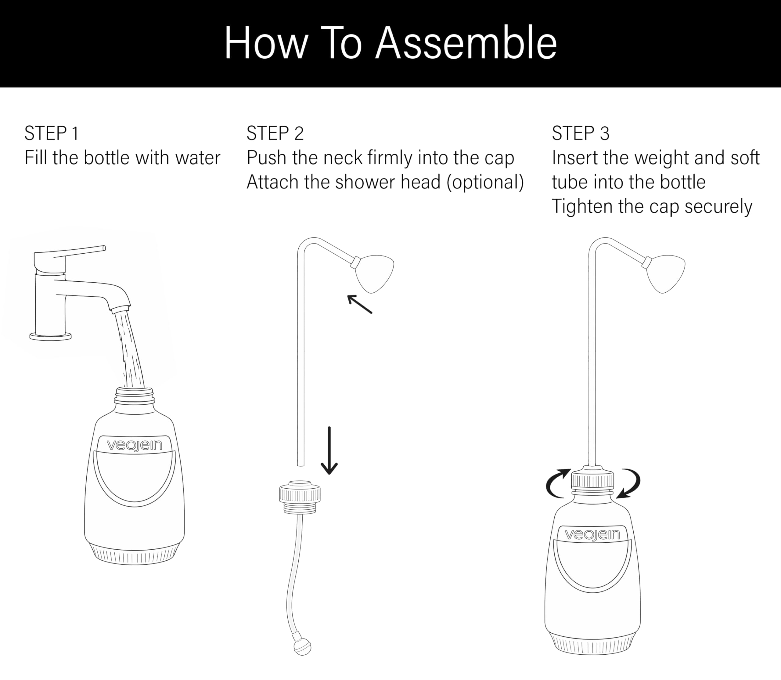 VEOJEIN bottle texture and ergonomic grip close-up for comfortable, controlled squeezing