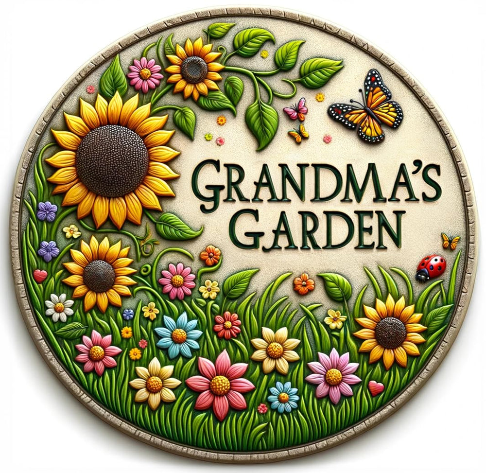 VEOJEIN front view sunflower stepping stone showing vibrant garden charm