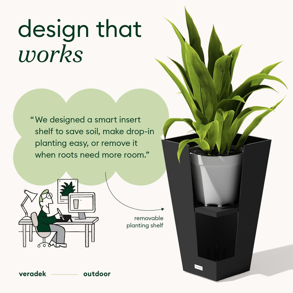 Veradek optional drainage hole close-up illustrating controlled watering benefit