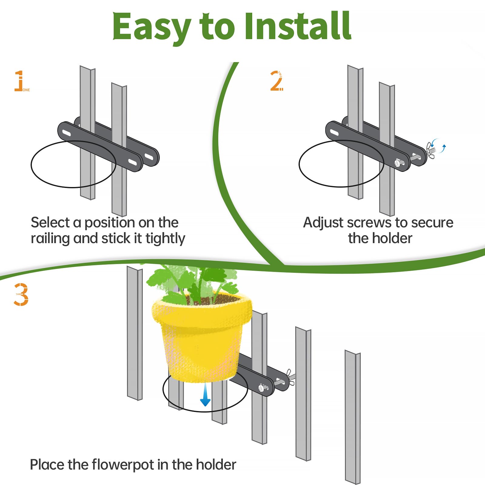 Vercome installation step image showing tool-free attachment for renter-friendly setup