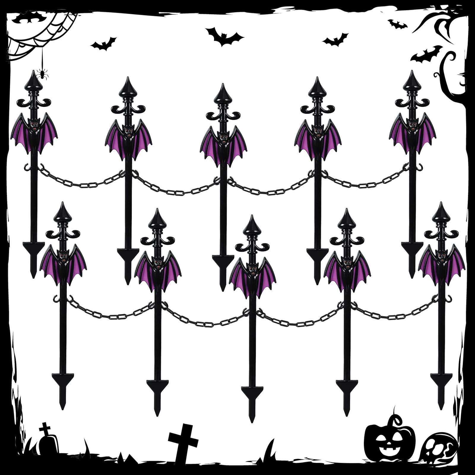 Vercraft bat stakes front view showing easy yard decoration benefit