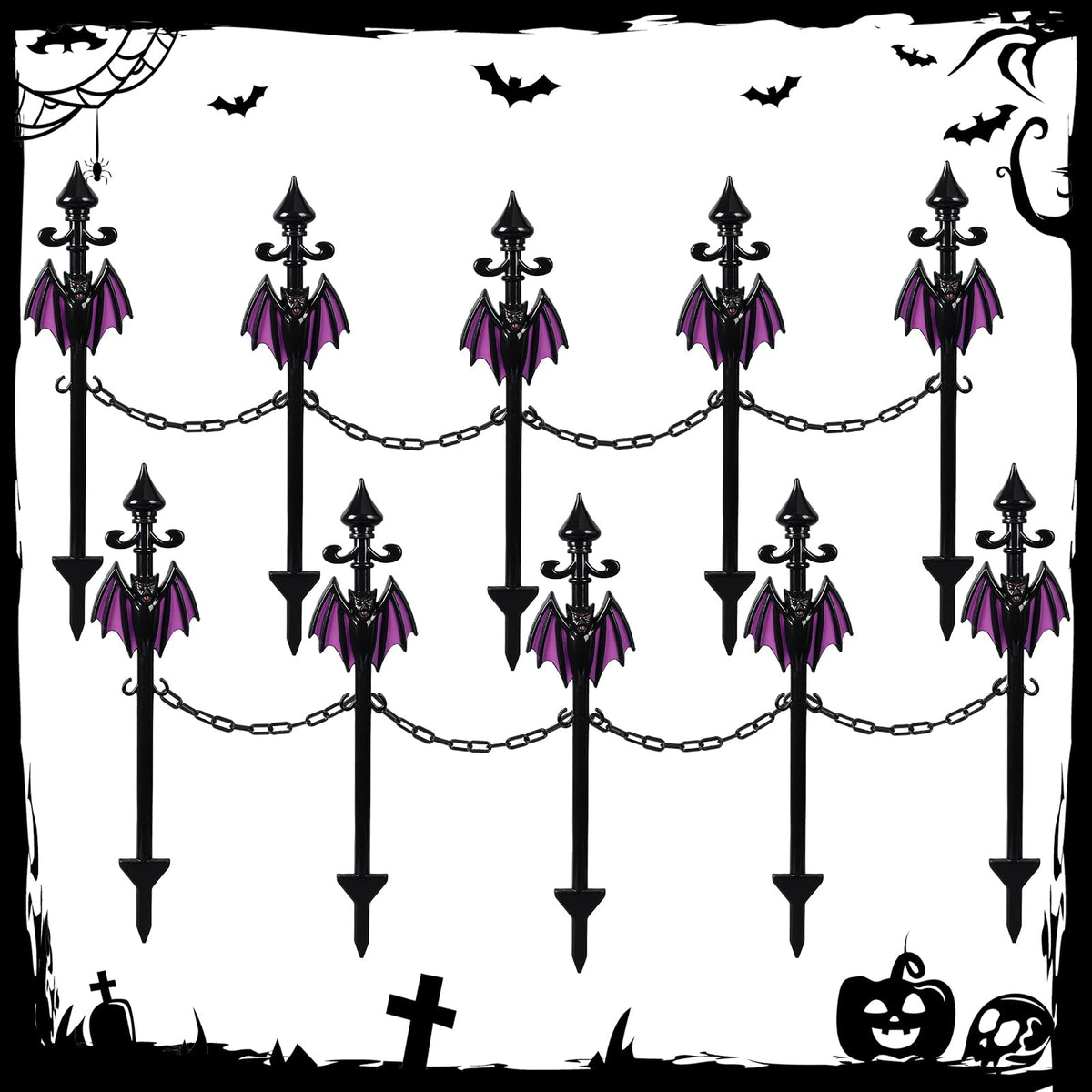 Vercraft bat stakes front view showing easy yard decoration benefit