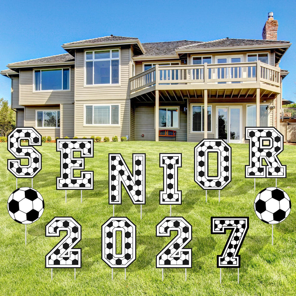 Vercraft front view of stacked soccer senior signs showing clear graphics and easy visibility