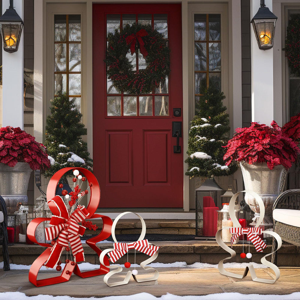 Vercraft red stripe bow close-up showing fabric detail and decorative charm