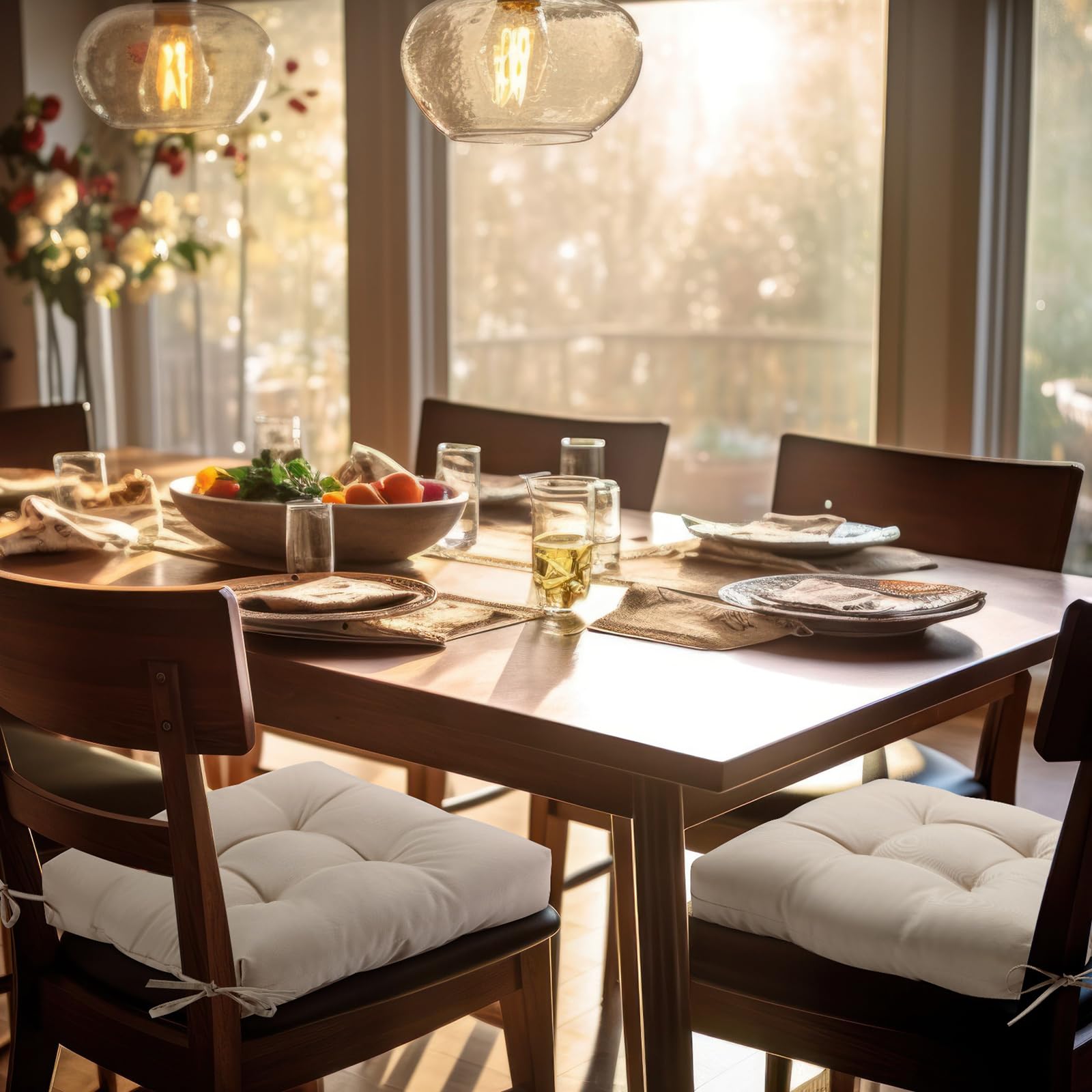 Vercraft cushion placed on dining chair demonstrating immediate seating comfort