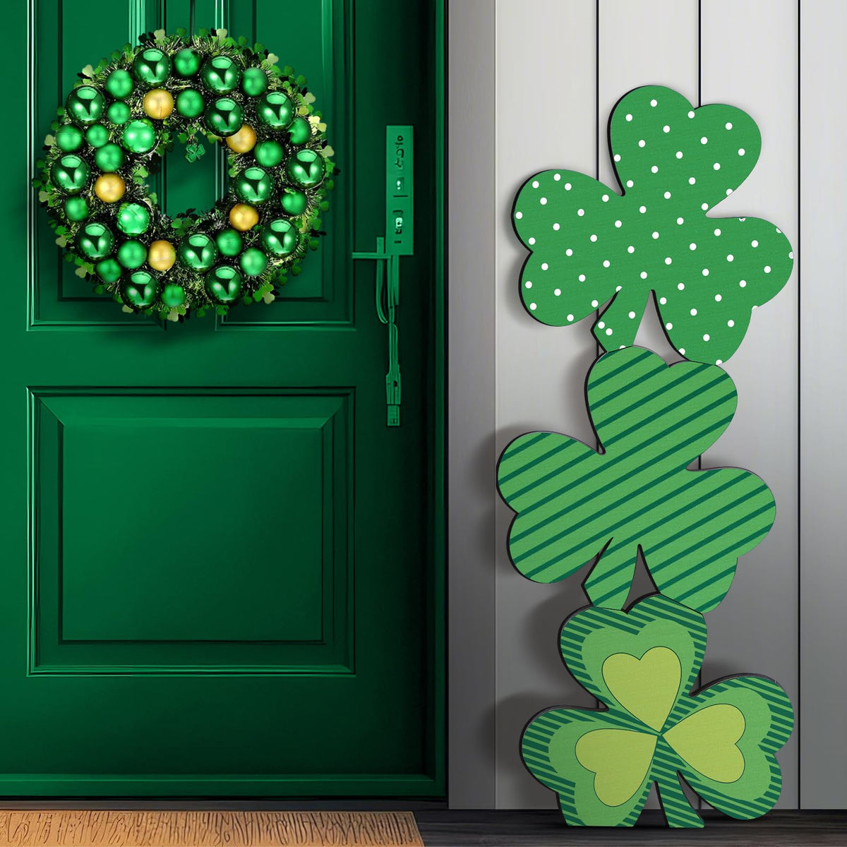Vercraft hand-painted shamrock front view adds welcoming curb appeal