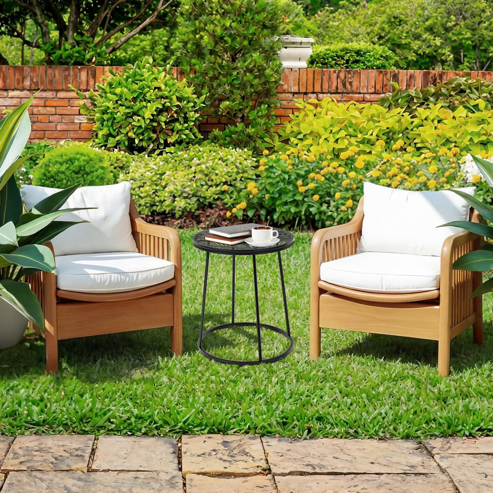 Vercraft table styled with potted plant demonstrating versatility as a plant stand benefit