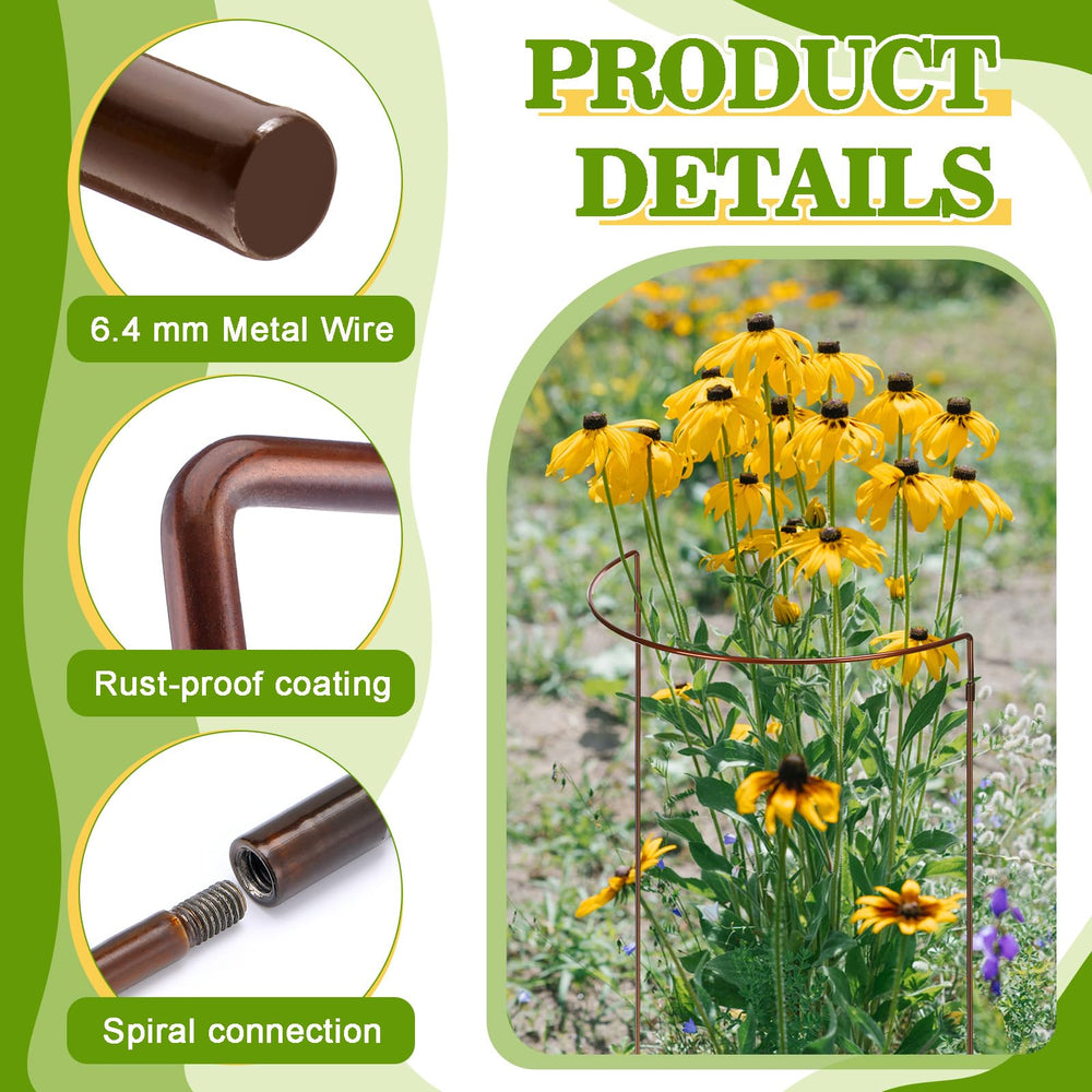 Vercraft stakes installed around flowering plants to prevent flopping