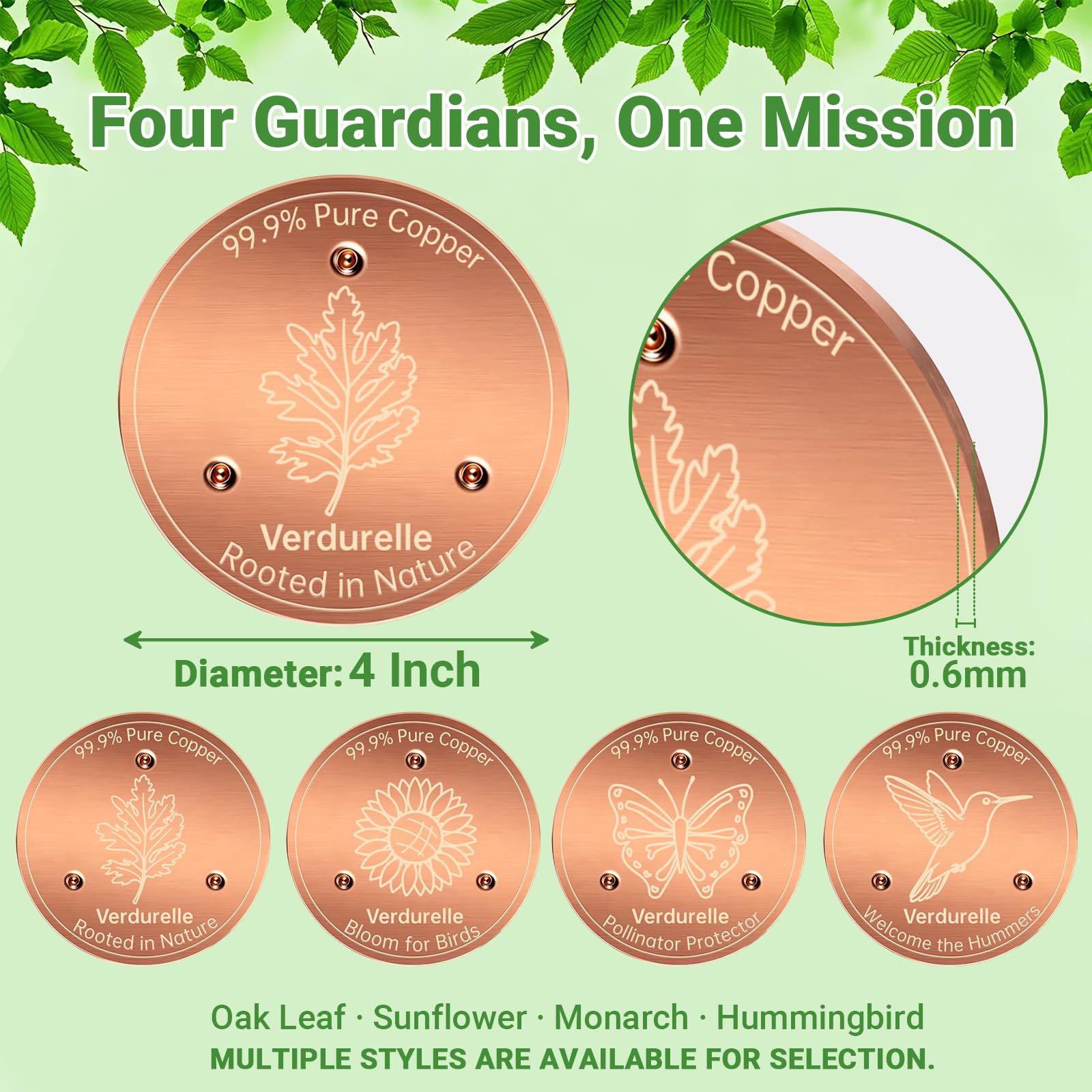 Verdurelle monarch butterfly disc texture highlighting pure copper quality and durability