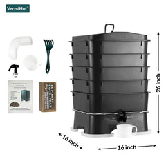 VermiHut Plus top tray open for feeding showing easy access and tidy use