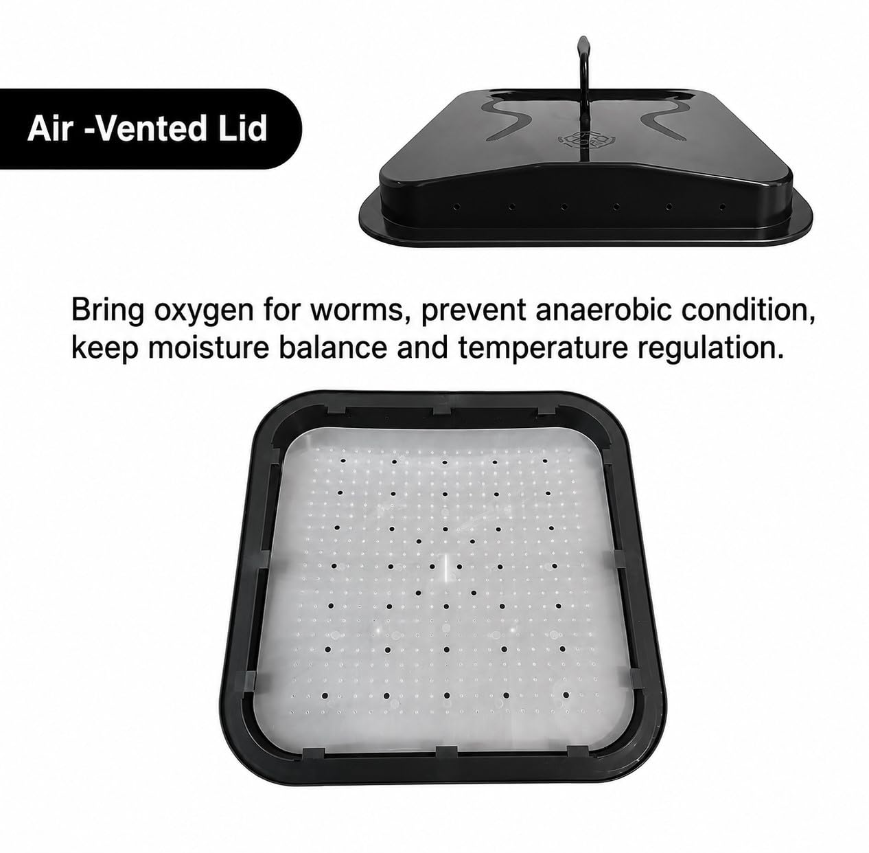 VermiHut Plus V-Board with coconut mat detail showing moisture control benefits