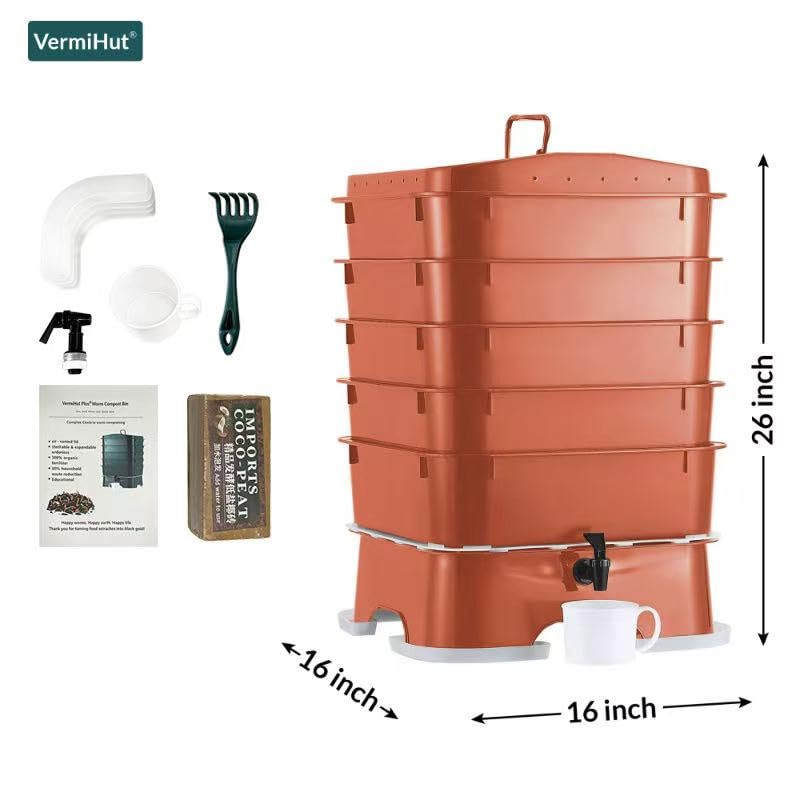 VermiHut side profile highlighting stackable trays and space-saving benefit