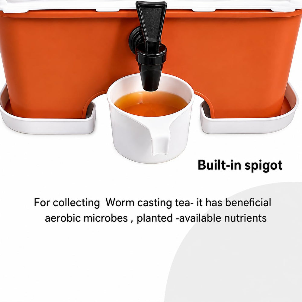 VermiHut trays stacked open showing modular harvest and easy access benefit
