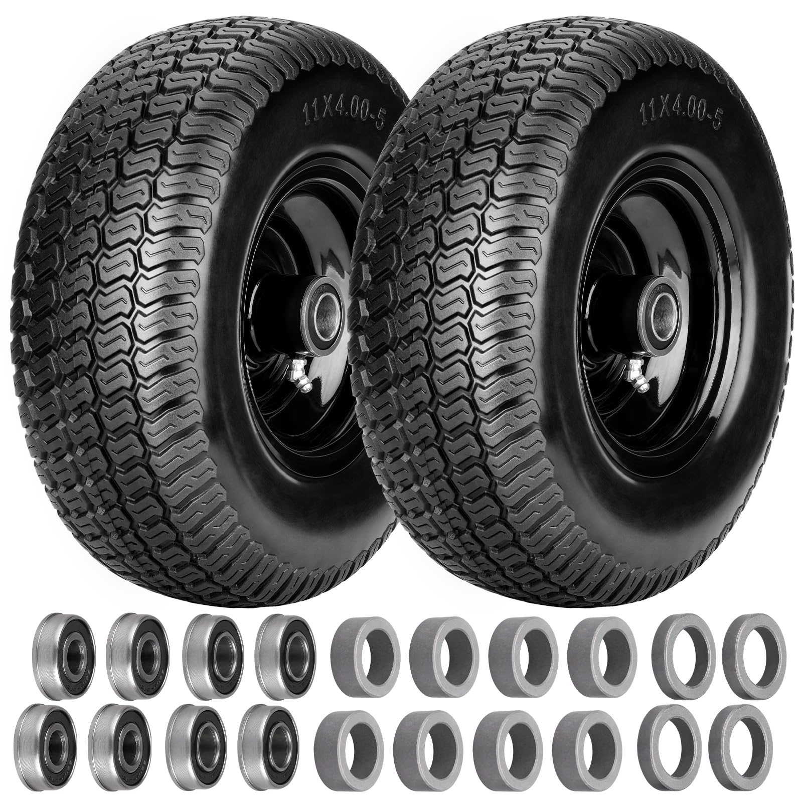 Vershin front-packaging view showing two pre-assembled tires for fast replacement