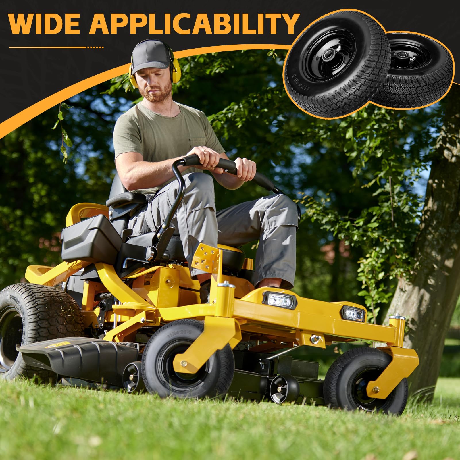 Vershin lifestyle gardener setting showing low-maintenance tires on lawn equipment