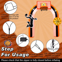 Vertintong blower attached to arch for fast inflation and convenience