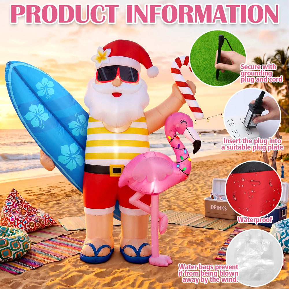 Vertintong flamingo Santa displayed poolside creating a playful summer-holiday atmosphere