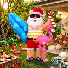 Vertintong flamingo Santa glowing with LED lights for high nighttime visibility