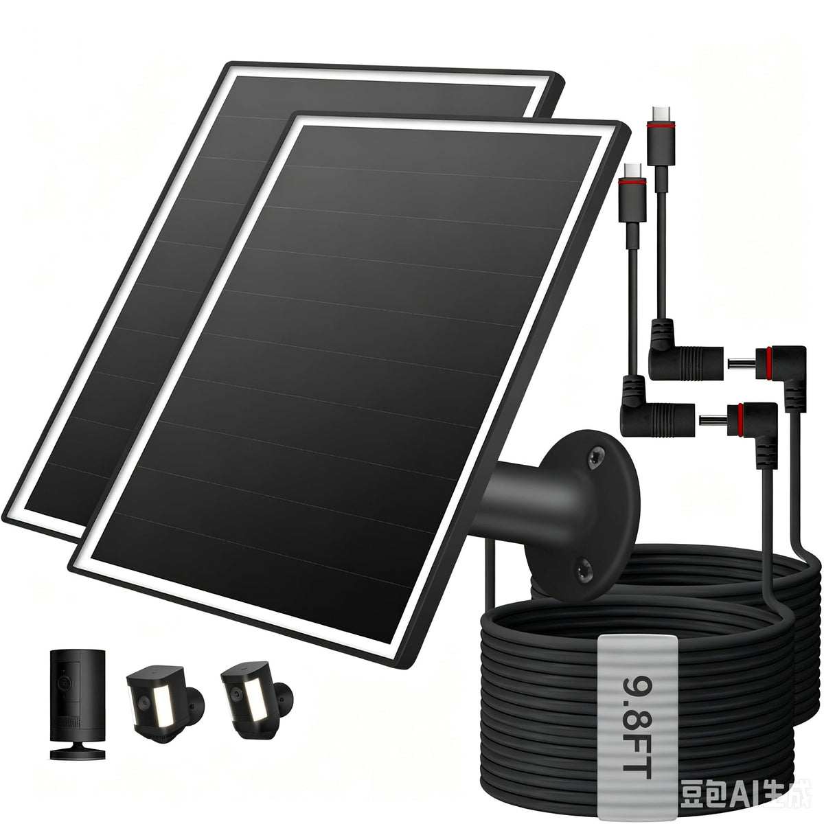 VERVERAY front-facing solar panel pack showing dual panels and connectors for reliable charging