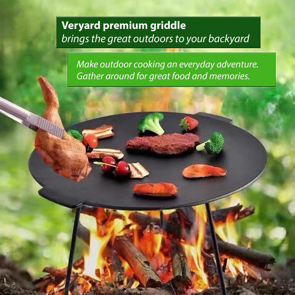 Veryard side profile with legs in place showing correct height over flame for controlled cooking