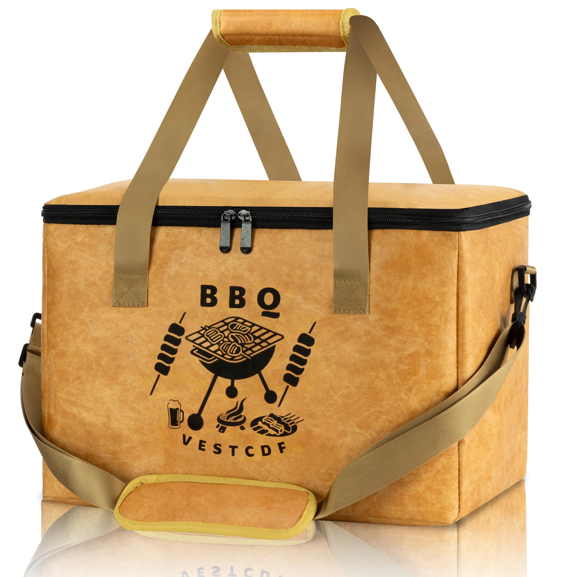 VESTCDF front view of resting bag showing zippered opening and capacity benefit