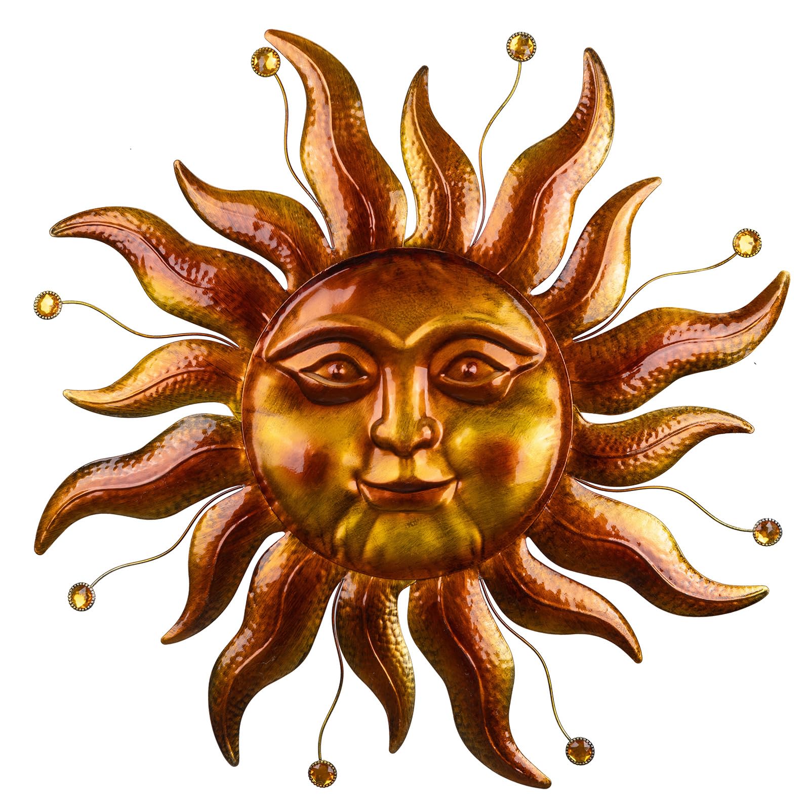 VESTCDF front view of gold sun wall art showing bold sculptural centerpiece benefit