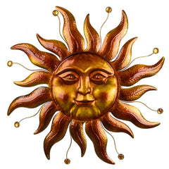 VESTCDF front view of gold sun wall art showing bold sculptural centerpiece benefit
