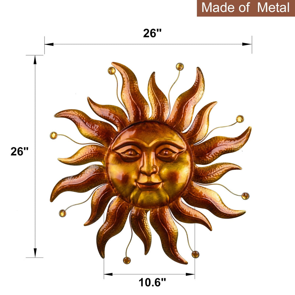 VESTCDF metal sun mounted on fence adding visual warmth to outdoor area benefit