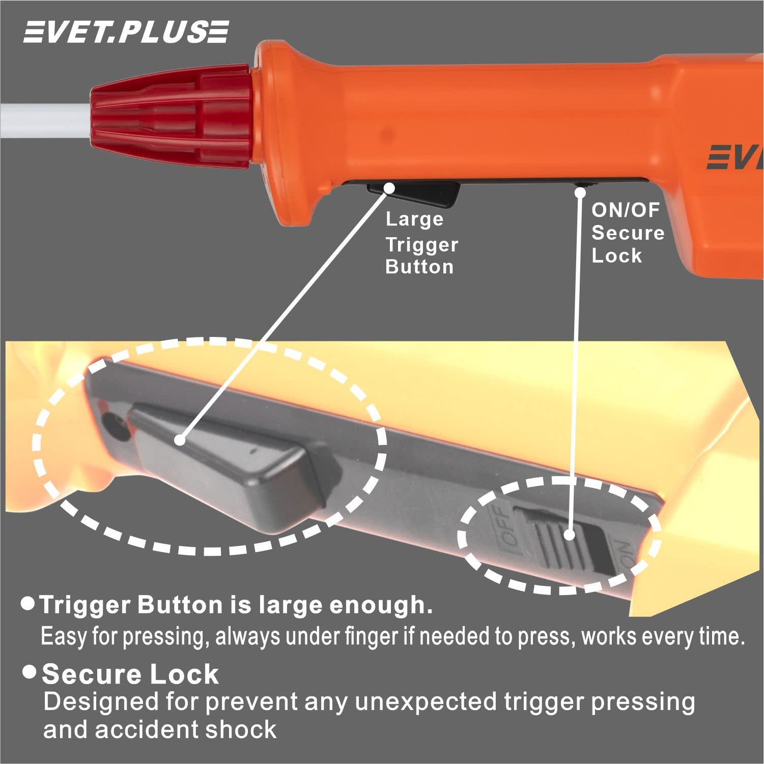 VET.PLUS charging port and indicator highlighting convenient rechargeable power