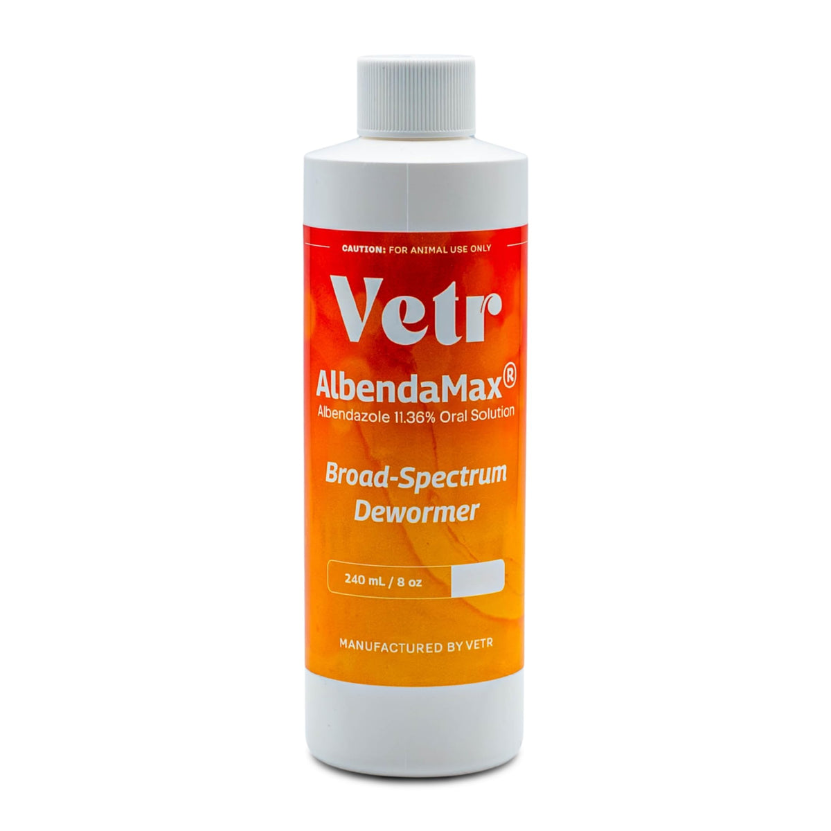 vetr botella frontal 240 mL mostrando etiqueta y tamaño práctico