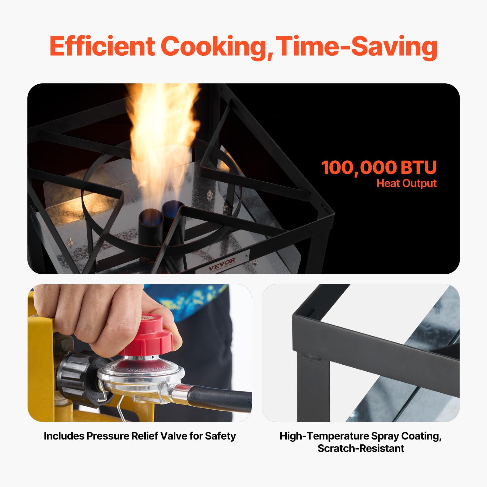 VEVOR high-output 100,000 BTU burner and square bracket offering fast heating and stability