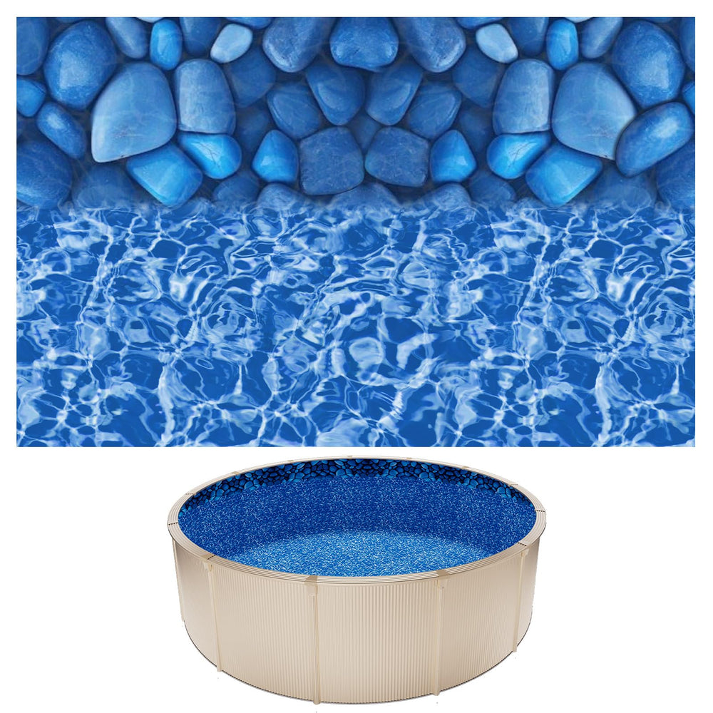 VEVOR front packaging showing 15 ft pool liner fit and easy installation benefit