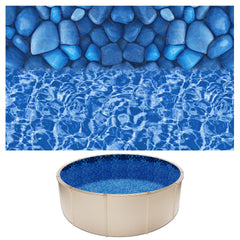 VEVOR front packaging showing 15 ft pool liner fit and easy installation benefit