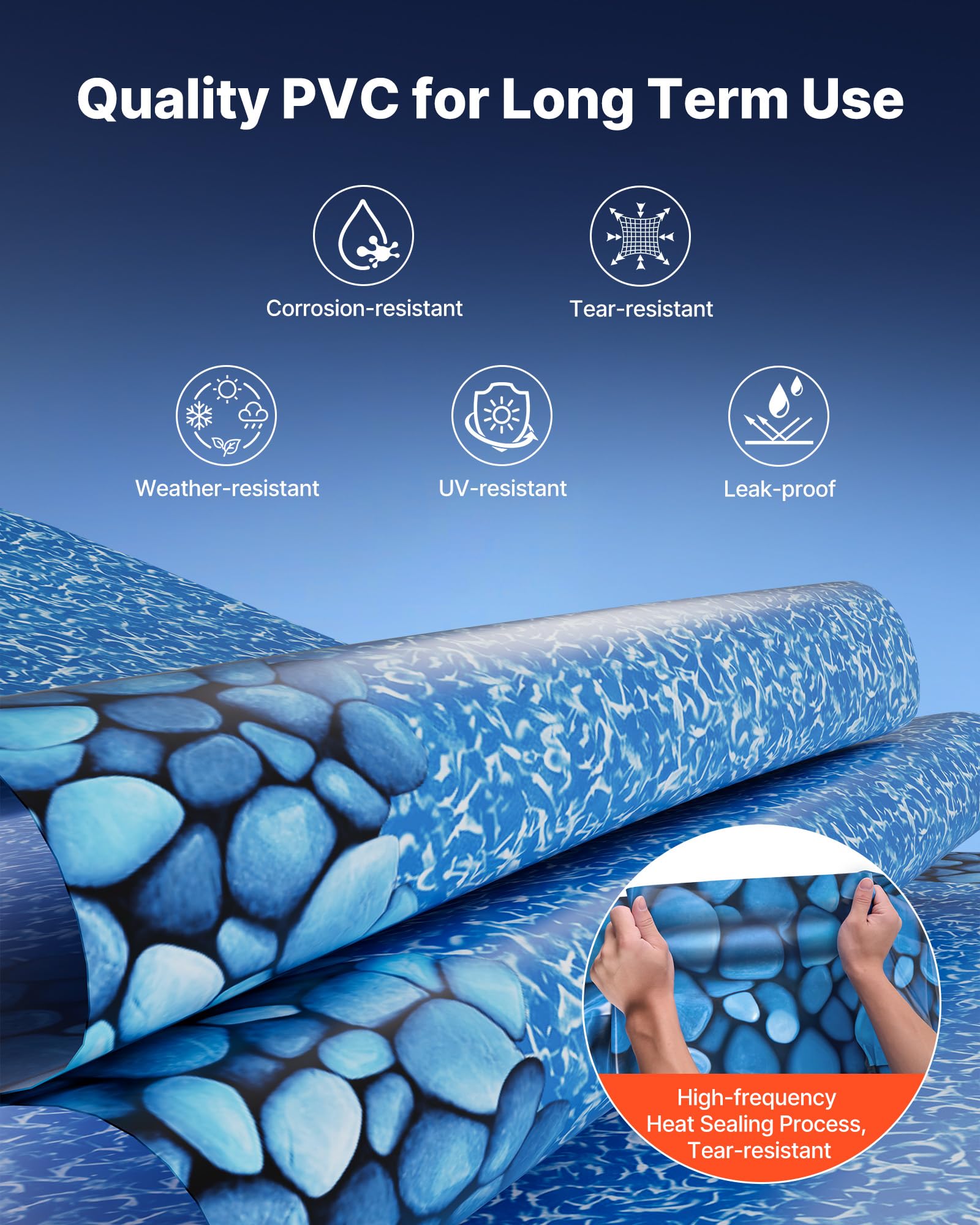 VEVOR matte anti-slip backing close-up improving liner grip and stability