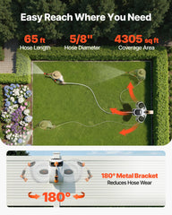 VEVOR reel on 180° swivel bracket angled to water multiple garden areas