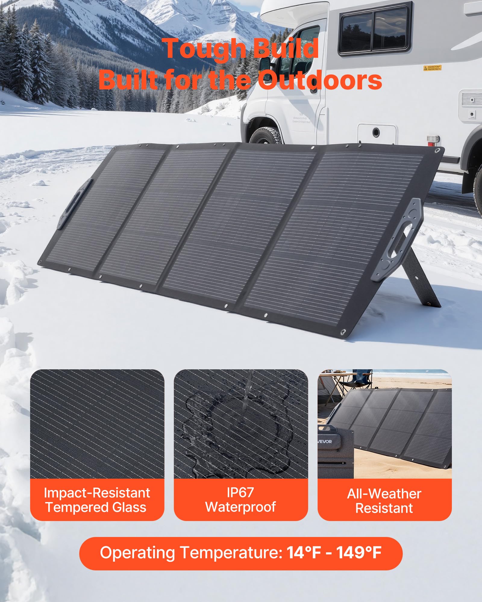 VEVOR panel hooked to power station demonstrating direct charging benefit