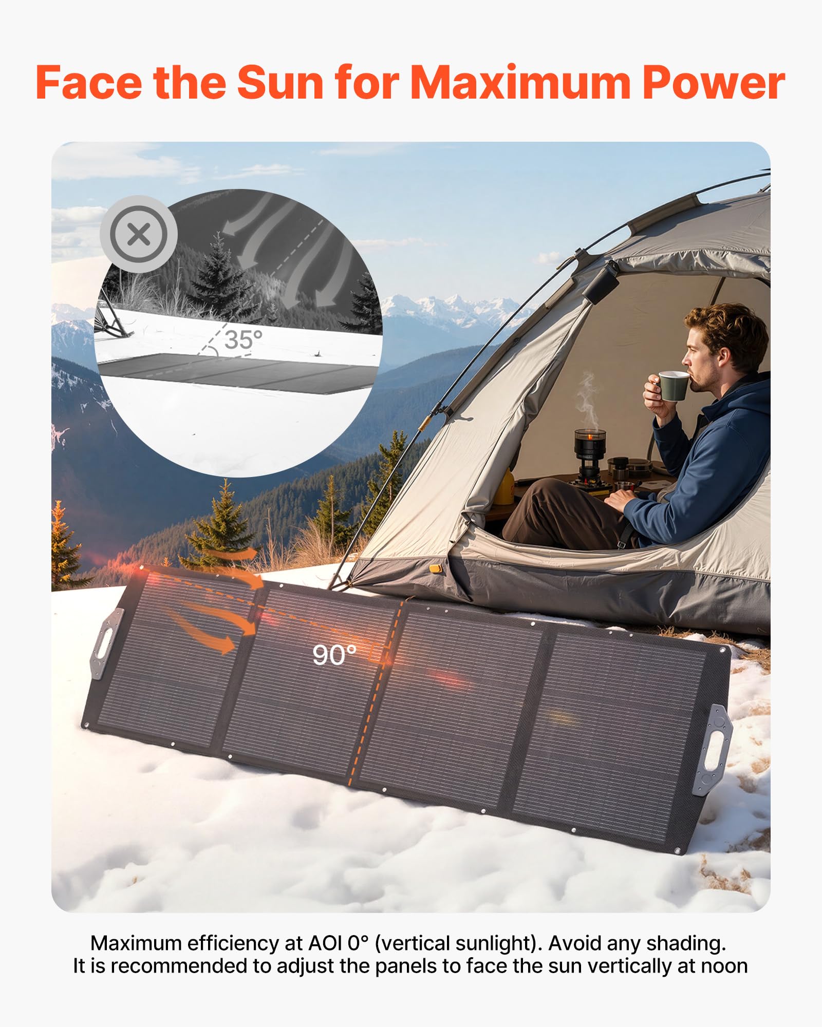 VEVOR panel beside backpack showing compact foldable size advantage