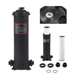 VEVOR front unit view showing compact filter housing and robust lid for reliable operation