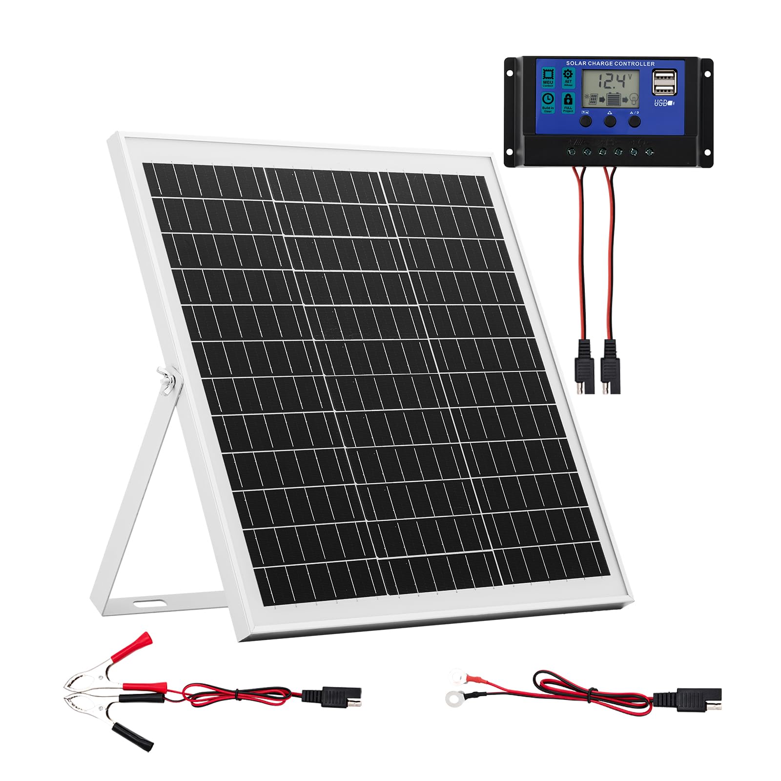 VEVOR front view of 20W solar panel showing compact design and easy mounting benefit