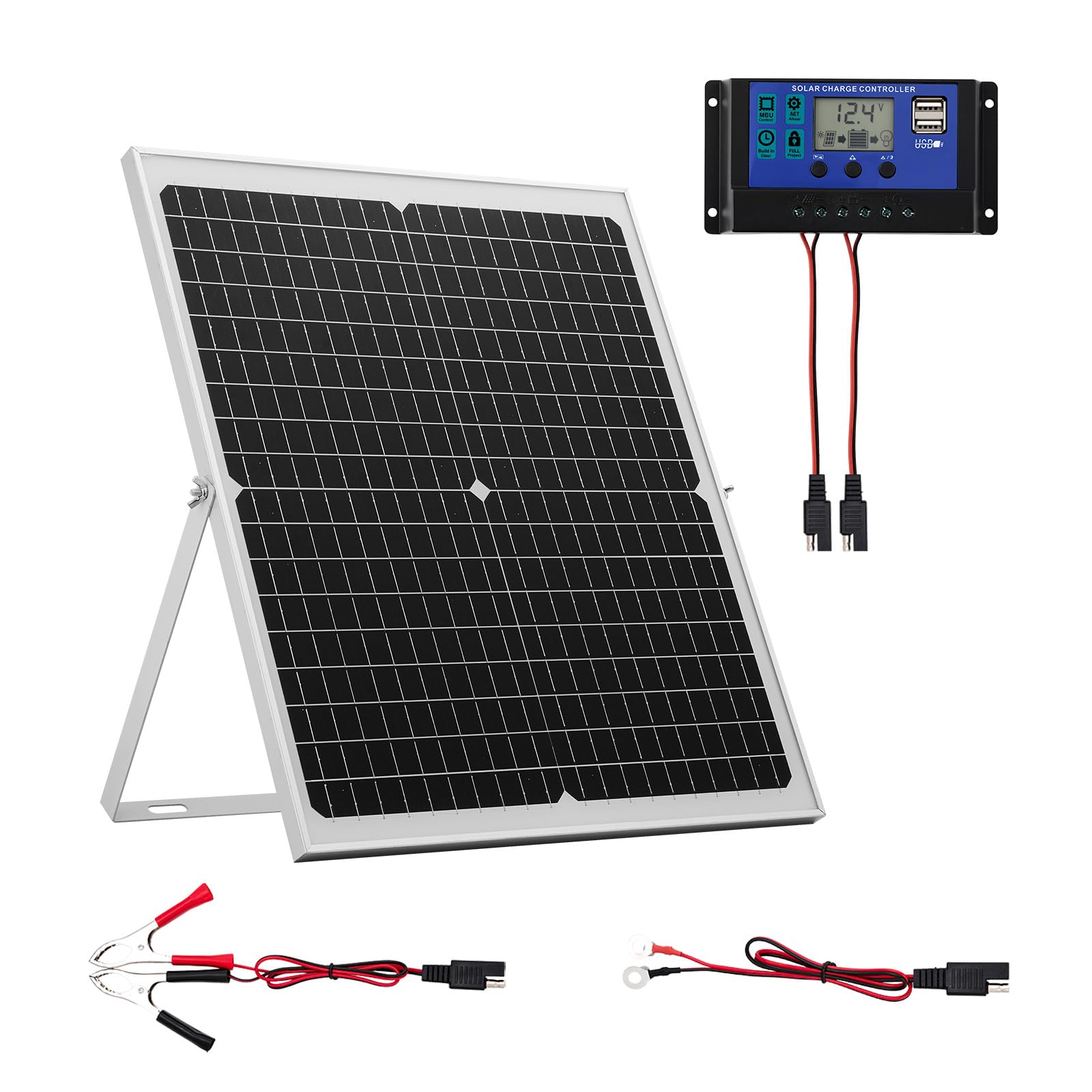 VEVOR front view of 30W panel showing compact design and durable frame for reliable charging