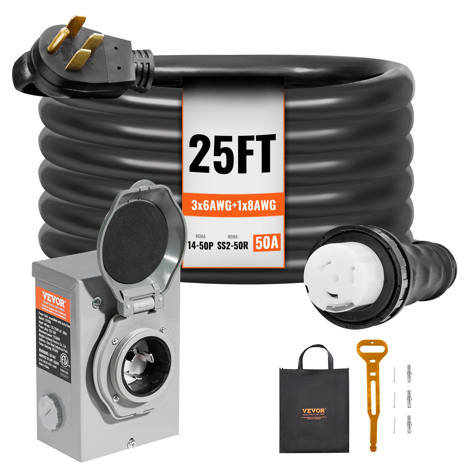 VEVOR inlet box front view showing weather-resistant coating and easy install