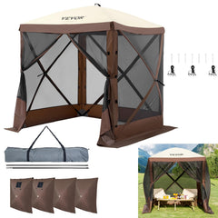 VEVOR front view of 6x6 ft gazebo showing shaded entrance and insect protection benefit