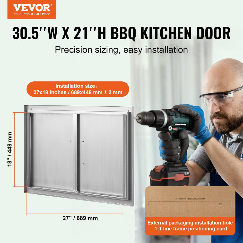 VEVOR stainless door closed close-up highlighting seamless construction and weather resistance