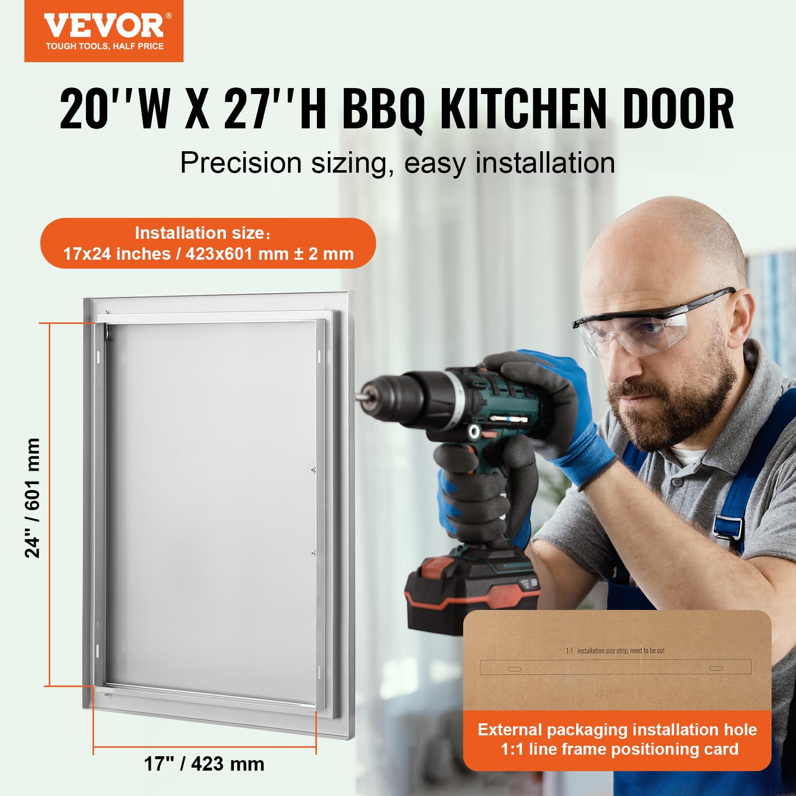VEVOR close-up of zinc-alloy handle emphasizing ergonomic grip and easy opening