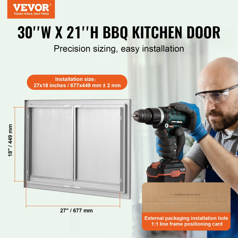 VEVOR close-up of reversible hinge demonstrating quick disassembly and installation ease
