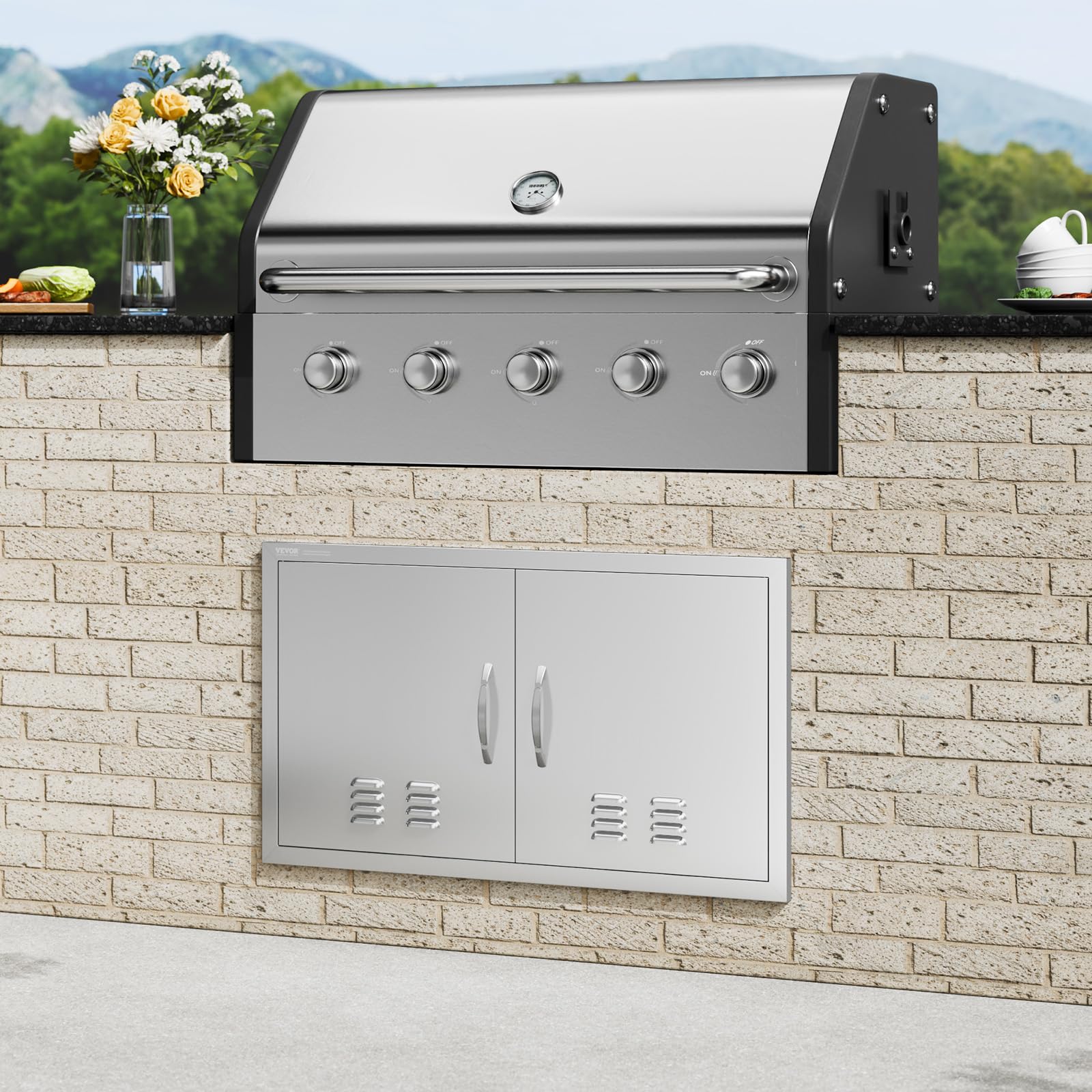VEVOR installed on BBQ island showing weatherproof fit and neat aesthetics