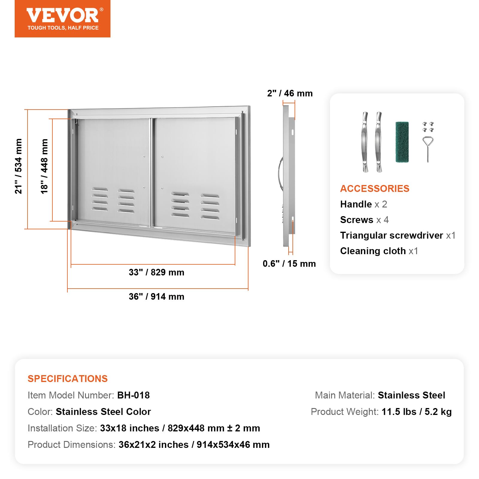 VEVOR printed installation template showing 1:1 CAD guide for fast accurate cuts